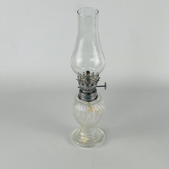 Lamplight Farms Clear Swirl Oil Lamp 10 1/4” - Picture 1 of 6